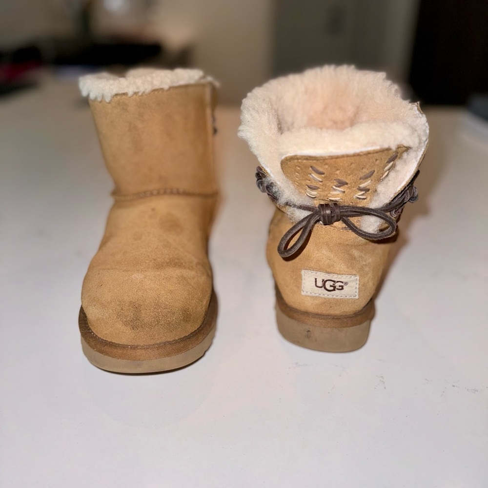 UGG Australia Women's Boots Sheepskin Adoria Tehuano Suede Leather Chestnut 7